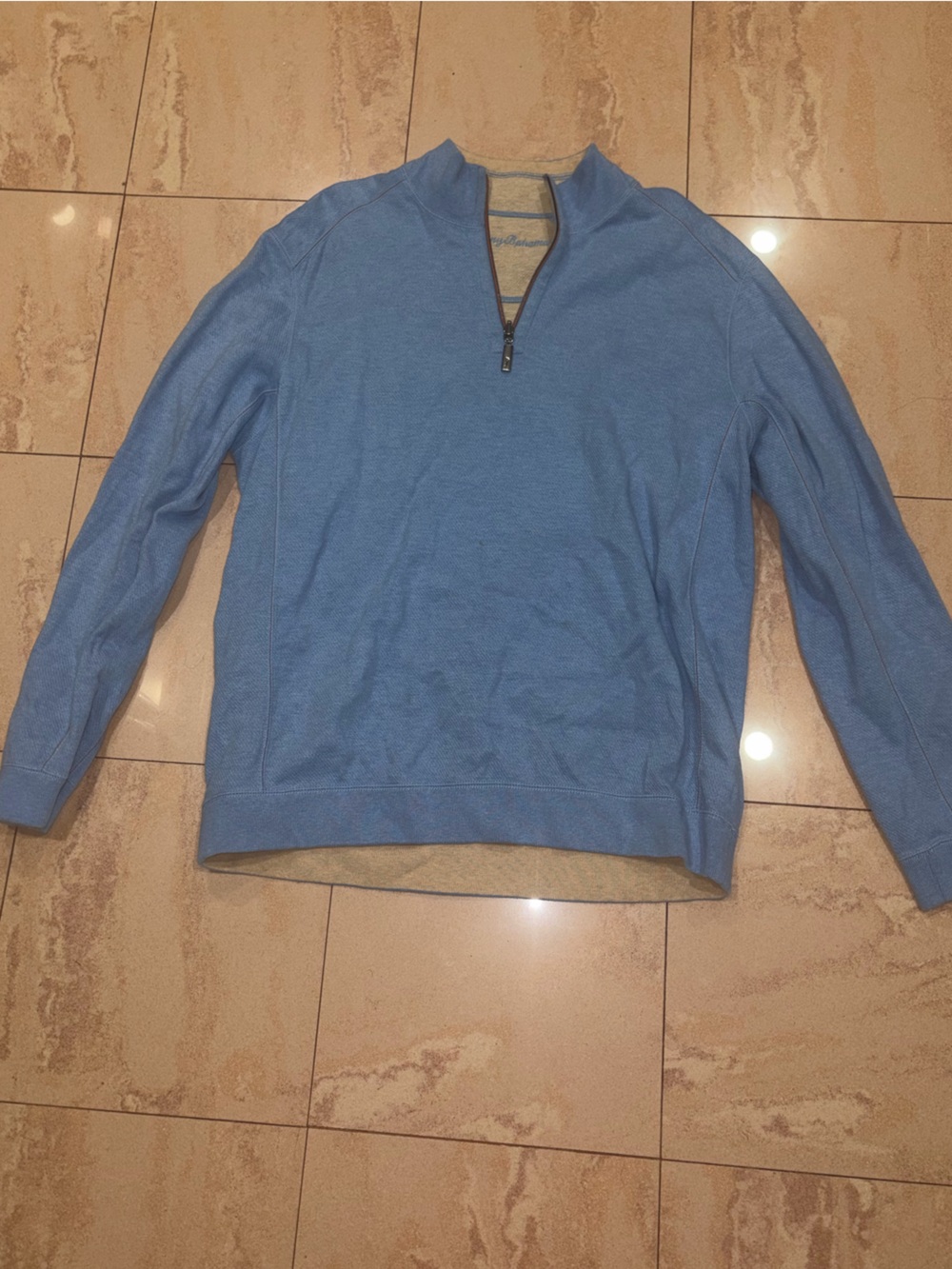 Light Blue Quarter-Zip Pullover Sweater